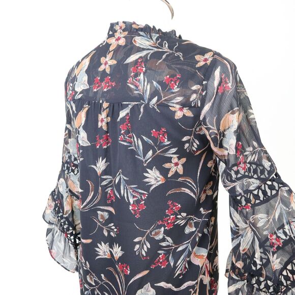 Anthropologie Maeve Size XS Odette Peasant Blouse Floral Print Black - Picture 6 of 11